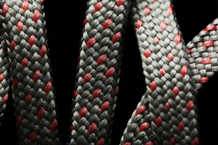 Shoes laces close up macro photo in vintage styleの写真素材