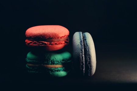 Beautiful colorful macaroons food photo close up
