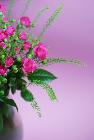 Bouquet of flowers with roses and other plants close upの写真素材
