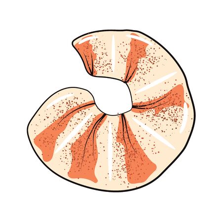 Shrimp purified cooked traditional japanese oriental meal, hulled prawn tasty beer snack. Vector illustration in a flat cartoon style, poured on a white background. Suitable for web, icons, menusのイラスト素材