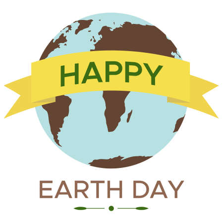 Happy Earth day - vector flat eco illustration of an environmental concept to save the world. Concept vision on the theme of saving the planet. Suitable for greeting card, social poster, bannerのイラスト素材