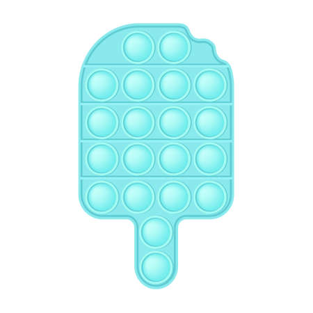 Popit blue ice cream a fashionable silicon fidget toys. Addictive anti-stress toy in pastel colors. Bubble sensory developing pop it sundae for kids. Vector illustration isolated on a white backgroundのイラスト素材