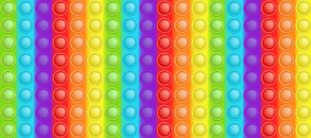 Popit colorful rainbow background like a fashionable silicon toy for fidgets. Addictive anti stress bubble pop it toy in bright colors. Vector illustration in rectangle format suitable for bunnerのイラスト素材