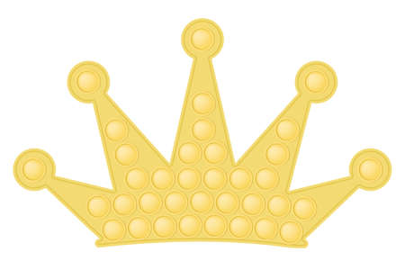 Pop it a fashionable silicon toy for fidgets. Addictive anti-stress crown toy in pastel yellow color. Bubble sensory developing popit for kids fingers. Vector illustration isolated on a white backgroundのイラスト素材