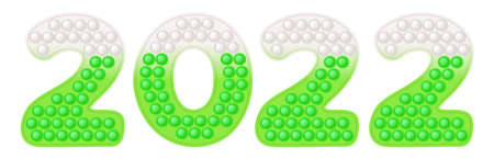 Happy New Year trendy fidget toys - numbers 2022 in green and white colors.のイラスト素材