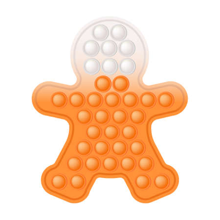 Christmas trendy fidget toy - holiday gingerbread man in orange and white colors.のイラスト素材