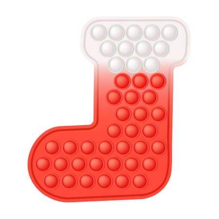 Christmas trendy fidget toy - traditional holiday socks in red and white colors.のイラスト素材