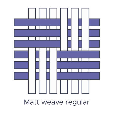 Fabric matt weave regular type sample. Weave samples for textile education. Collection with pictogram line fabric swatch. Vector illustration in flat icon style with editable stroke.のイラスト素材