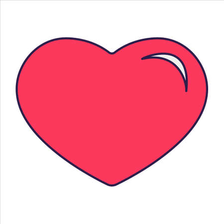 Retro Valentine Day icon heart. Love symbols in the fashionable pop line art style. The figure of a heart in coral pink color. Vector illustration isolated on white.のイラスト素材