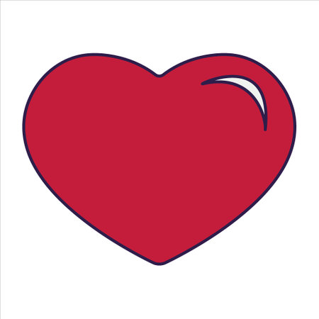 Retro Valentine Day icon heart. Love symbols in the fashionable pop line art style. The figure of a heart in red color. Vector illustration isolated on white.のイラスト素材