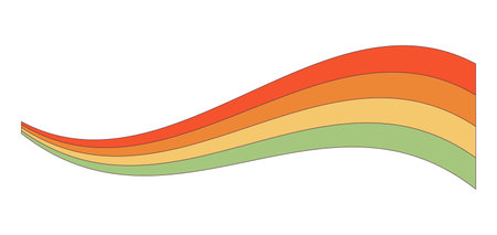 Retro groovy rainbow hipster wave. Psychedelic hippie rainbows wave. Psychedelic vintage cartoon element - funky illustration in hippy style. Vector flat illustration for banner, flyer, invitation.のイラスト素材
