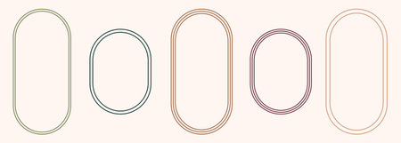 Modern minimalist aesthetic line arch frames in trendy boho style. Modern Y2K vector design outline elements - geometric form for banner, social media, poster. Shape Islamic door and window silhouette Arabic border.のイラスト素材