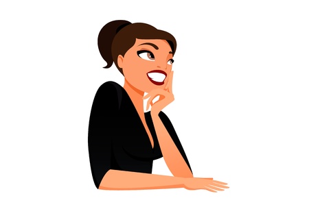 Brunette in thoughtsのイラスト素材