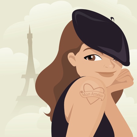 Woman in parisのイラスト素材