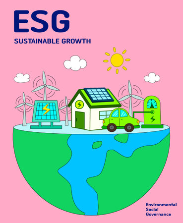Design - Green Energy - Environmental Protection - ESG Companies' Environmental Protection Postersのイラスト素材