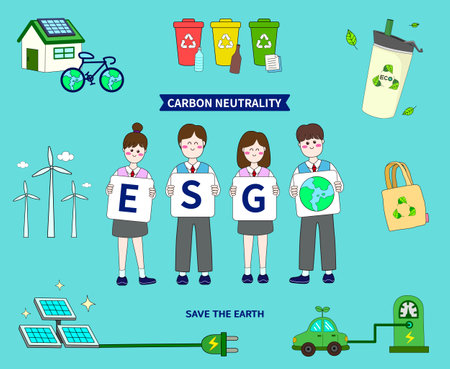 Eco friendly lifestyle, save the planet, save the environment concept Design - Green Energy - Environmental Protection - ESG Companies' Environmental Protection Postersのイラスト素材