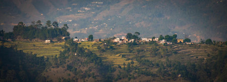 View to a small village in Almoraの写真素材