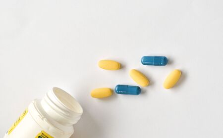 medicine and medicine, pack of pills on a white backgroundの写真素材