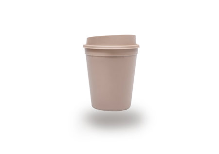 Paper cup with plastic lid on light background. Coffee to go Coffee Cup for Takeaway, paper cupの写真素材