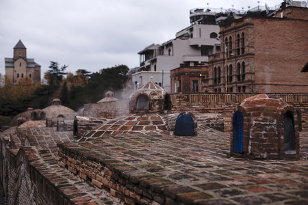 Ancient sulfuric Baths in Abanotubani district of Tbilisi, Georgia.の写真素材