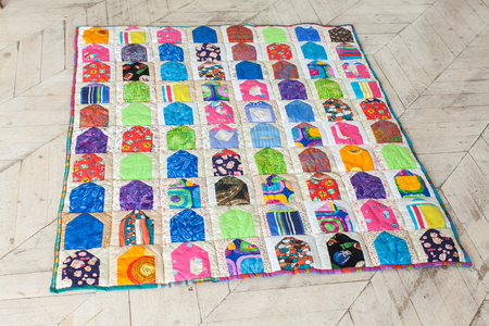 Part of patchwork quilt as background. Handmadeの写真素材