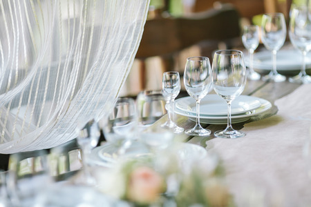 Festive table setting. Wedding decor.の写真素材