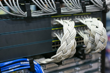 technology, computers, global network concept. there is numerous of wires that conect computers and...