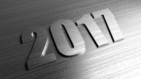 New year 2017 abstract gray background with digits. Bid number on gray metal texture.  3D rendering.の写真素材