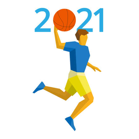 New Year 2021 concept - digits with basketball instead zeroのイラスト素材