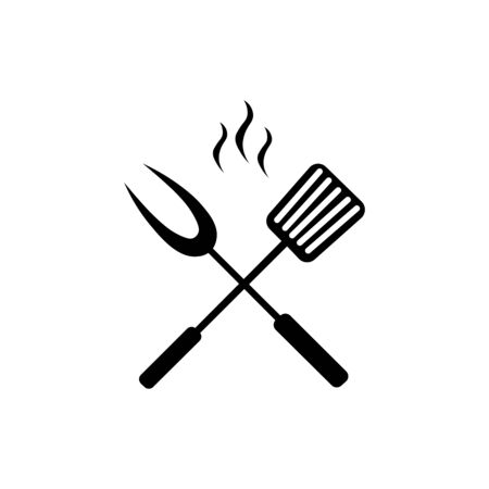 crossed kitchen spatula big fork icon.のイラスト素材