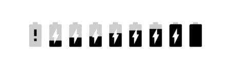 battery indicator charging set flat Icon.のイラスト素材