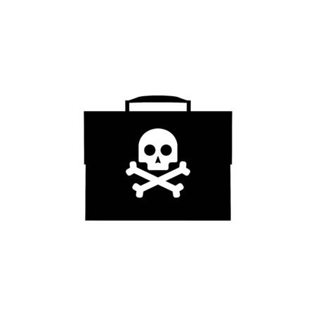 Black suitcase icon and skull and crossbones sign.のイラスト素材