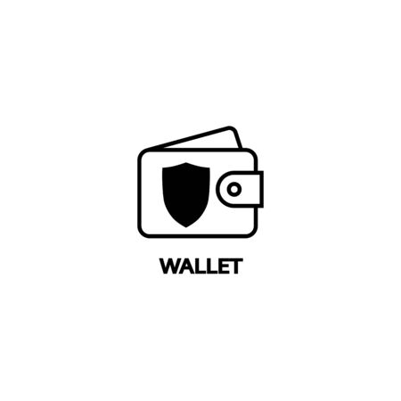 Black wallet sign icon and shield sign.のイラスト素材