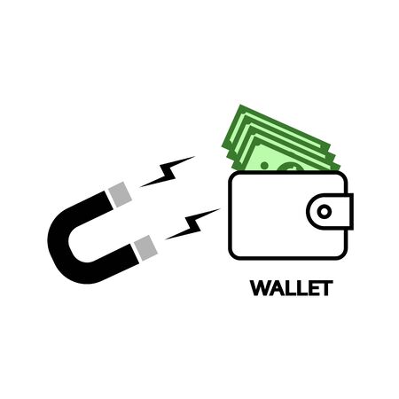 Icon magnet attracting money from a wallet.のイラスト素材