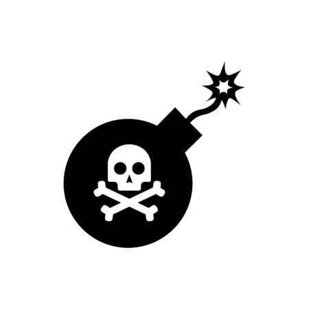 Black bomb icon and skull and crossbones sign.のイラスト素材