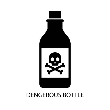 Bottle black sign icon and skull and crossbones sign. Vector illustrationのイラスト素材