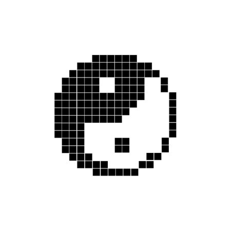 Yin yang sign icon made from squares. Vector illustration eps 10.