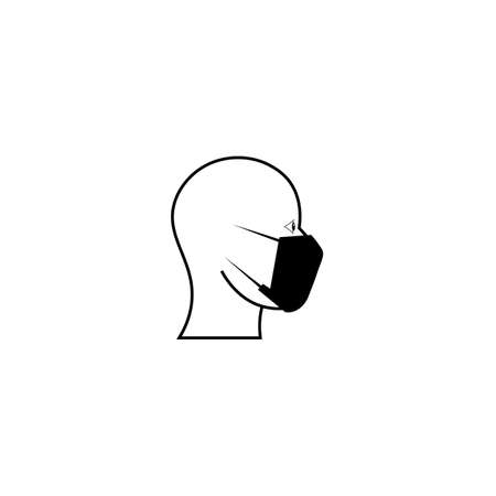Black icon of sign of the head person in mask, person with medical mask. Vector illustrationのイラスト素材