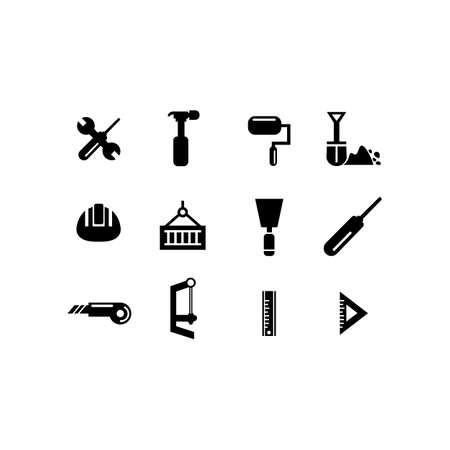 A set of icons building things. Vector illustrationのイラスト素材