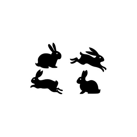 Set icons of rabbits, hares. Vector illustration eps 10.のイラスト素材