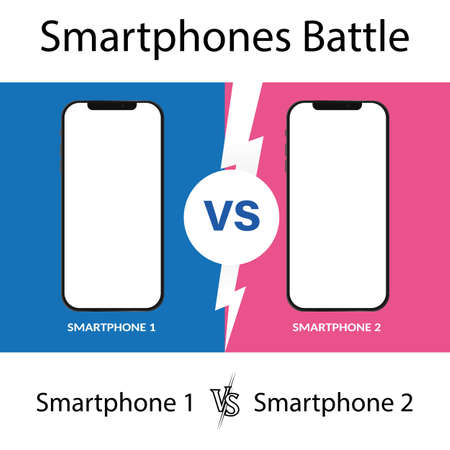 Smartphone battle icon, 1 smartphone vs 2 smartphone. Vector illustration eps 10.のイラスト素材