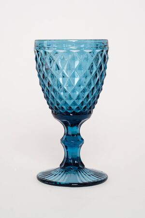 Wine glass blue color isolated on white background.の写真素材