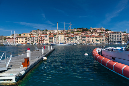 Panorama of Porto Azzurro on Elba Island,Tuscany,Italyの写真素材