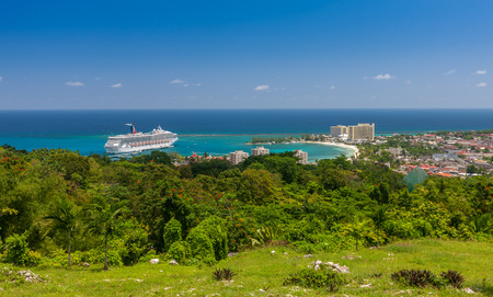 Jamaican Beach A. Caribbean white sand beach on the northern coast of Jamaica, near Dunns River Falls and the town of Ocho Rios.の写真素材