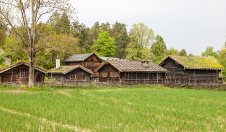 The Small Norwegian houses in Norway mountain.の写真素材