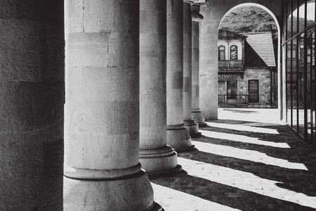 Architecture of the old town of Mtskheta, Georgia, a colorless photo