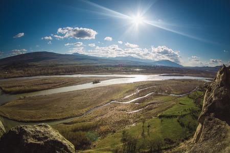 The Kura or Mtkvari river in Georgia in sunny dayの写真素材