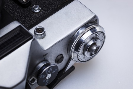The macro view of old retro camera lensの写真素材