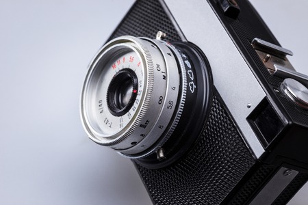 The macro view of old retro camera lensの写真素材