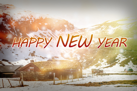Happy New Year 2017 background with winter landscapeの写真素材